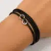 N4469e Bracelet à l'infini argent 925 massif cordon cuir enroulé - Bijoux bracelets mixtes en ligne Ninanina
