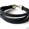 N4472a Bracelet pour papa personnalisé cuir noir 3 rangs - Bijoux Bracelets en ligne Ninanina