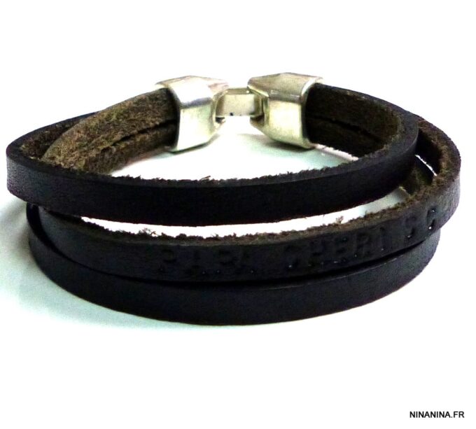 N4472terc bracelet cuir personnalisé JE T AIME PAPA