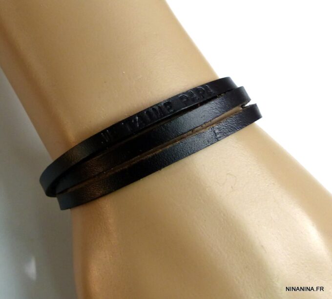 N4472tere Bracelet cuir personnalisé JE T'AIME PAPA