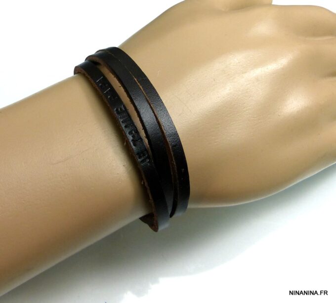 N4472teri Bracelet cuir personnalisé JE T'AIME PAPA