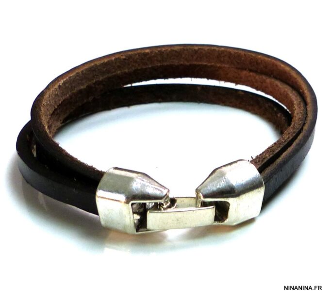 N4472terj Bracelet cuir personnalisé JE T'AIME PAPA