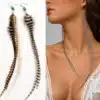 N4476c Boucles d'oreilles plume femme perle turquoise naturelle - Bijoux d'oreille femmes en ligne ninanina