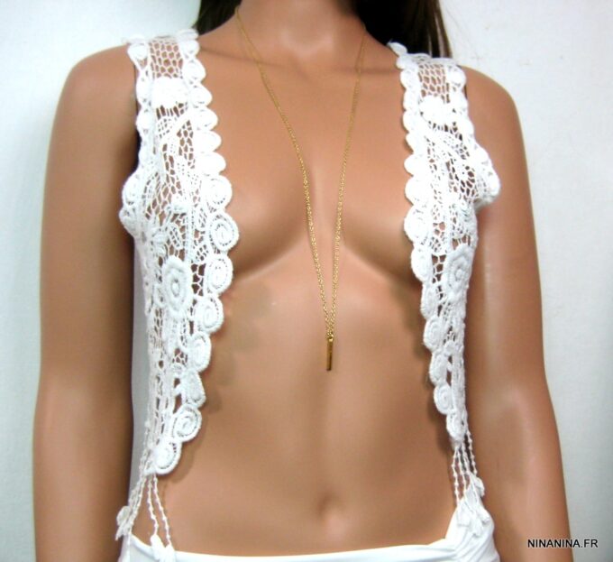 N4485c collier long sautoir argent massif plaqué or