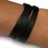 N4488C Bracelet Cuir 3 tours Argent 925 massif personnalisé - Bijoux bracelets hommes en ligne Ninanina