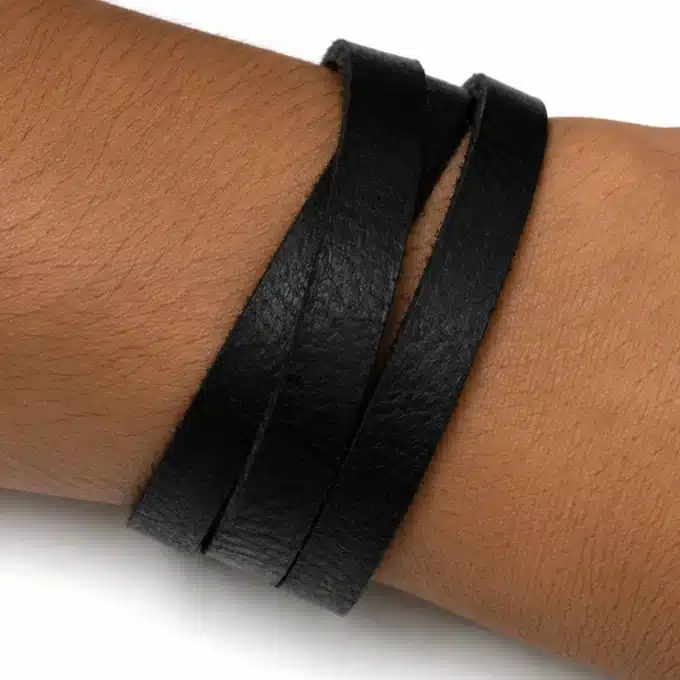 N4488C Bracelet Cuir 3 tours Argent 925 massif personnalisé - Bijoux bracelets hommes en ligne Ninanina