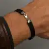 N4490a Bracelet personnalisé chiffres romains cuir Argent 925 homme - Bijoux bracelets hommes en ligne Ninanina