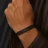 N4490b Bracelet personnalisé chiffres romains cuir Argent 925 homme - Bijoux bracelets hommes en ligne Ninanina
