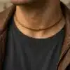 N4506b Collier homme cuir fermoir aimanté Acier inoxydable doré - Bijoux colliers hommes en ligne Ninanina
