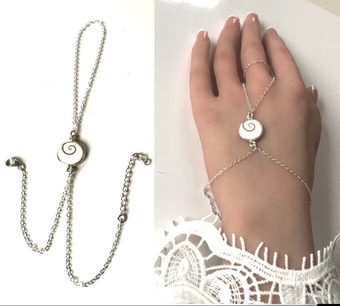 N4517c Bracelet Oeil de Sainte Lucie argent avec bague femme - Bijoux Bracelets en ligne Ninanina