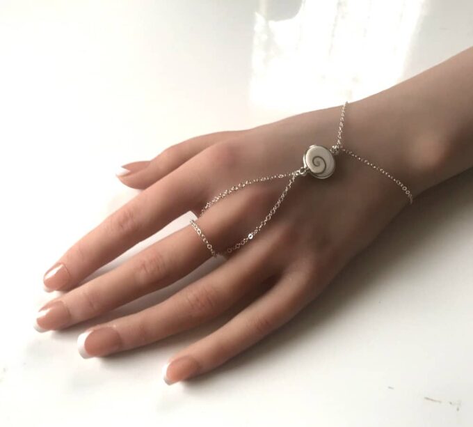 N4517f Bracelet Oeil de Sainte Lucie argent avec bague femme - Bijoux Bracelets en ligne Ninanina