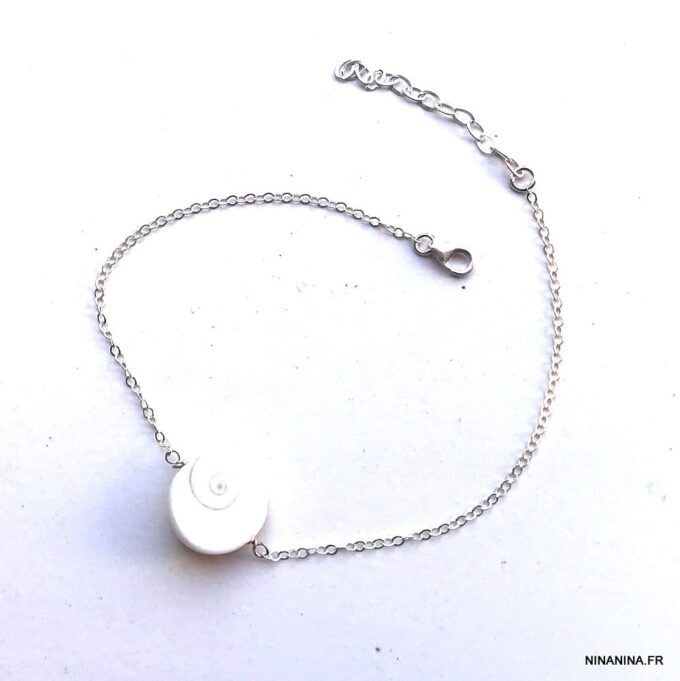N4518I Bijou oeil de Sainte Lucie – Chaine de cheville coquillage blanc - Bijoux de pied en ligne Ninanina