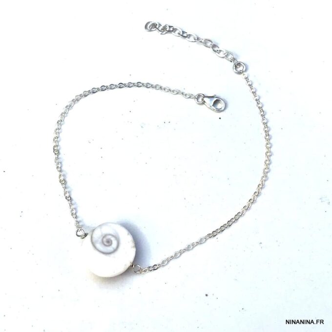 N4518K Bijou oeil de Sainte Lucie – Chaine de cheville coquillage blanc - Bijoux de pied en ligne Ninanina