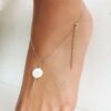 N4519a Chaine de Pied en Argent 925 et Coquillage Oeil de Sainte Lucie – Bijou Porte-Bonheur Artisanal - Bijoux de pieds en ligne Ninanina
