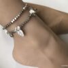 N4549 Bracelet cheville boheme chic double tours nacre blanche - Bijoux de pied en ligne Ninanina