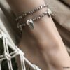 N4549b Bracelet cheville boheme chic double tours nacre blanche - Bijoux de pied en ligne Ninanina