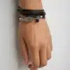 N4564a Bracelet cordon main de fatma Argent 925 massif lapis lazzuli - Bijoux bracelets en ligne Ninanina