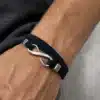 N4565 Bracelet infini pour homme Argent et cuir personnalisé - Bijoux bracelets hommes en ligne Ninanina