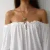 N4613a Collier grosse boule ciselée femme chaine maille bille argentée - Bijoux colliers femmes en ligne Ninanina