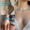 N4622e Collier Turquoise véritable et Argent 925 massif femme - Bijoux Coliers femmes en ligne Ninanina Collier turquoise et argent pour femme, bijou artisanal fait à la main. Composition montrant le bijou porté en collier mais aussi en bracelet de cheville et en bracelet traditionnel