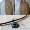 N4631 Collier cordon cuir homme pendentif tribal turquoise patiné - Bijoux Colliers en ligne Ninanina