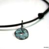 N4631a collier ethnique cuir disque turquoise bronze