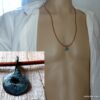 N4631b Collier cordon cuir homme pendentif tribal turquoise patiné - Bijoux Colliers en ligne Ninanina