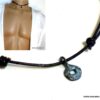 N4631g Collier homme cordon cuir pendentif tribal patiné turquoise NINANINA