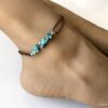 N4677 Bracelet de cheville cordon turquoise véritable - Bijoux de pied en ligne Ninanina
