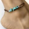 N4677b Bracelet de cheville cordon turquoise véritable - Bijoux de pied en ligne Ninanina