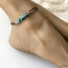 N4677c Bracelet de cheville cordon turquoise véritable - Bijoux de pied en ligne Ninanina
