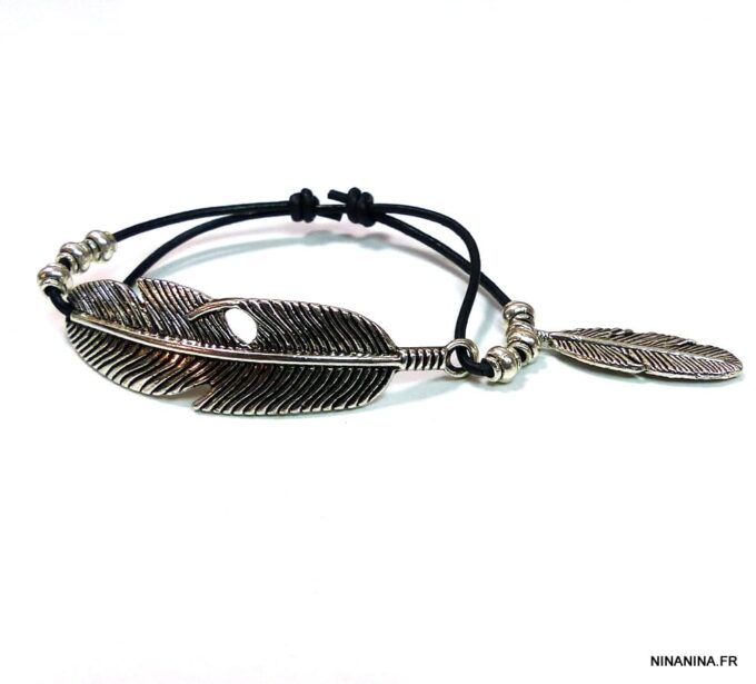 N4688g_bracelet_cordon_cuir_plume_argent