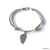 N4695 Bracelet Corse femme Argent 925 massif Cordon Cuir - Bijoux Bracelets en ligne Ninanina