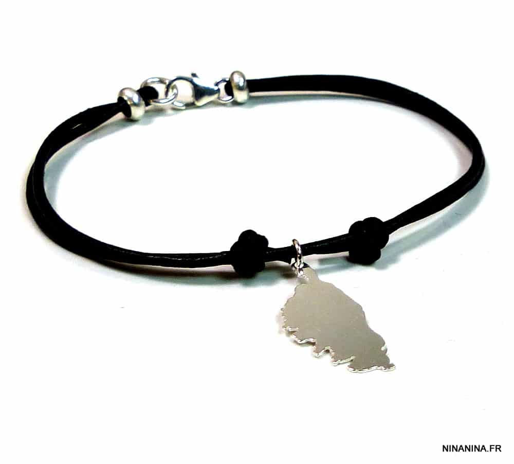 Bracelet Corse femme Stylisé Acier Inoxydable Cordon Cuir Ajustable