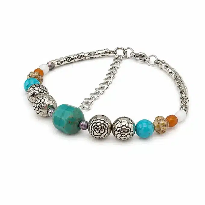N4703a Bracelet bohème chic artisanal perles colorées cristal de boheme - Bijoux Bracelets femmes en ligne Ninanina