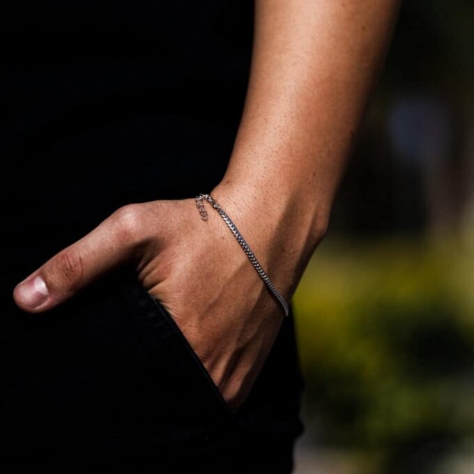 N4725b Bracelet chaine homme maille gourmette Acier - Bijoux Bracelets en ligne Ninanina