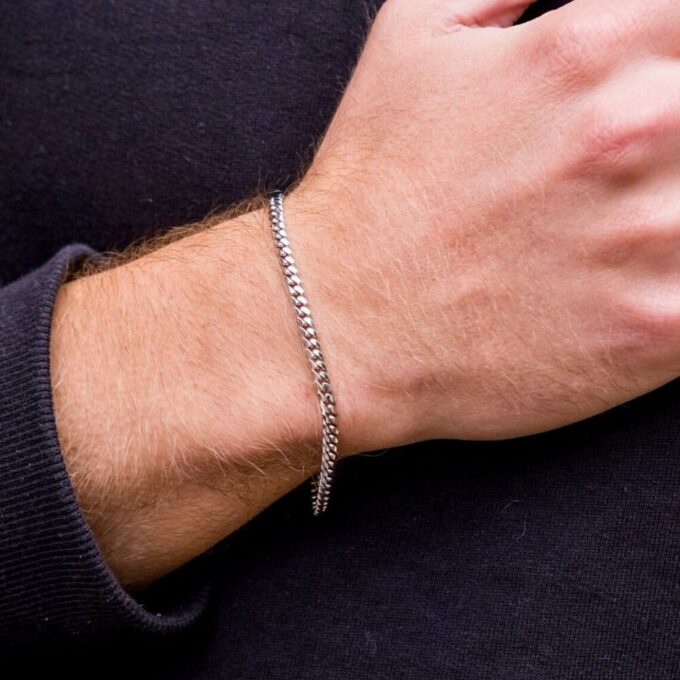 N4725e Bracelet chaine homme maille gourmette Acier - Bijoux Bracelets en ligne Ninanina