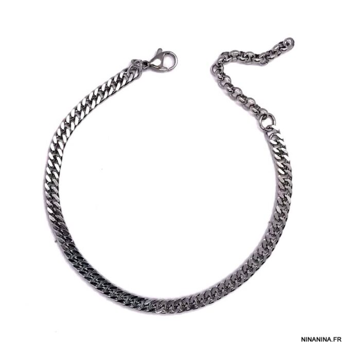 N4725h Bracelet chaine homme maille gourmette Acier - Bijoux Bracelets en ligne Ninanina