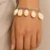 N4728b Bracelet coquillages cauris femme chaine acier inoxydable - Bijoux bracelets femmes en ligne Ninanina