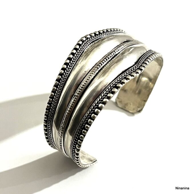 N4733f Bracelet tibétain porte bonheur manchette deux rangs pour femme - Bijoux Bracelets en ligne Ninanina