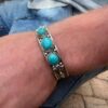 N4736 Manchette Turquoise naturelle - Bracelet artisanal - Bijoux Bracelets en ligne Ninanina