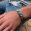 N4736c Manchette Turquoise naturelle - Bracelet artisanal - Bijoux Bracelets en ligne Ninanina