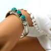 N4736e bracelet manchette turquoise argent tibétain
