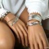 N4737 Bracelet manchette argent pierre de lune
