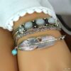 N4737a Bracelet manchette argent pierre de lune