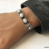 N4737c Bracelet pierre de lune pas cher manchette artisanale blanche - Bijoux Bracelets en ligne Ninanina