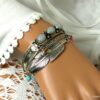 N4737e Bracelet manchette argent pierre de lune