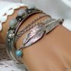 N4737f Bracelet manchette argent pierre de lune