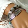 N4737h Bracelet manchette argent pierre de lune