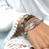 N4737j Bracelet manchette argent pierre de lune